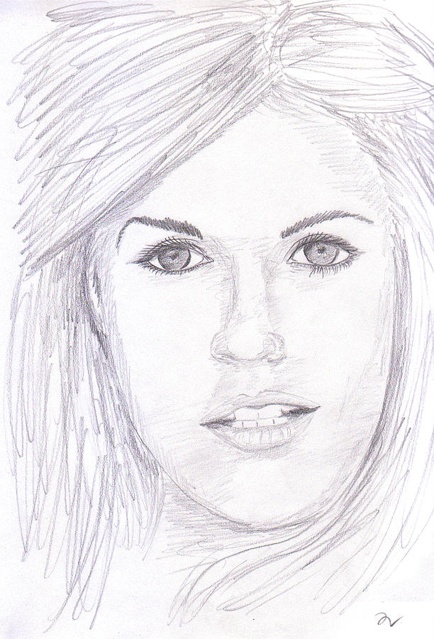 Model with blond hair Drawing by Martin Valeriano