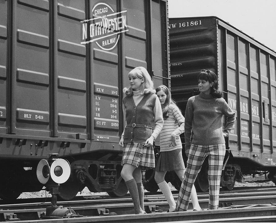 Models Pose Beside Box Cars Photograph by Chicago and North Western Historical Society