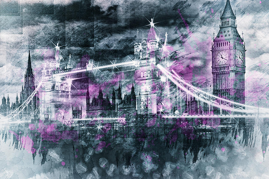 Modern-Art LONDON Tower Bridge and Big Ben Composing  Photograph by Melanie Viola