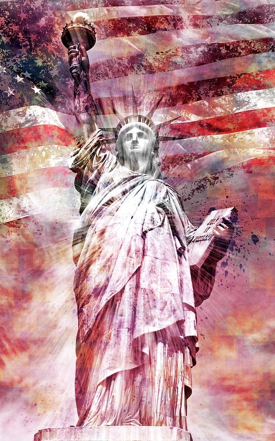 Statue Of Liberty Photograph - Modern-Art STATUE OF LIBERTY - red by Melanie Viola