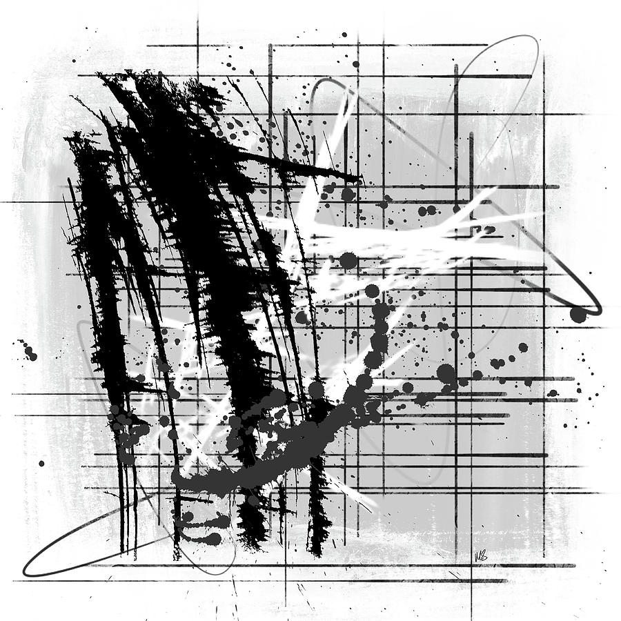 Abstract Digital Art - Modern Black and White by Melissa Smith
