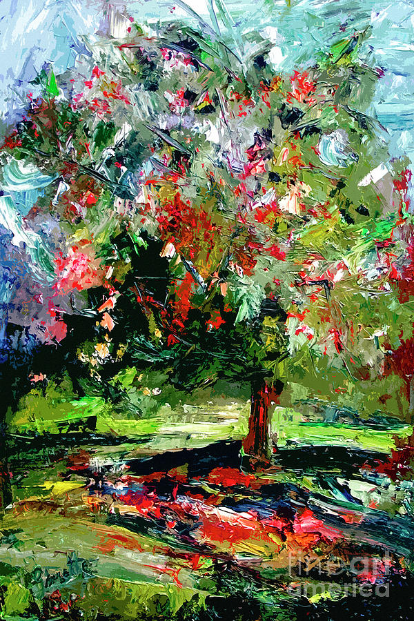 Modern Cherry Tree Contemporary Art  Mixed Media by Ginette Callaway