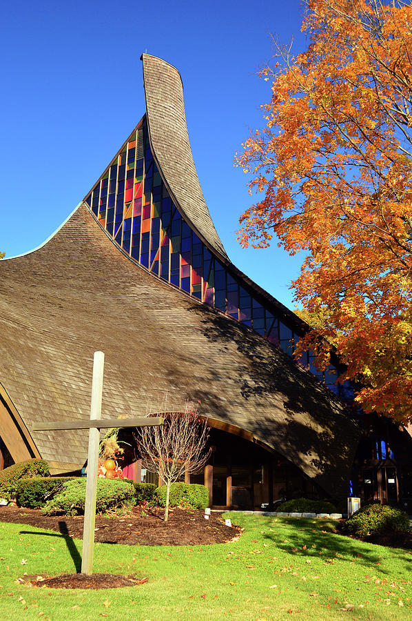 Modern Church in Autumn Photograph by James Kirkikis