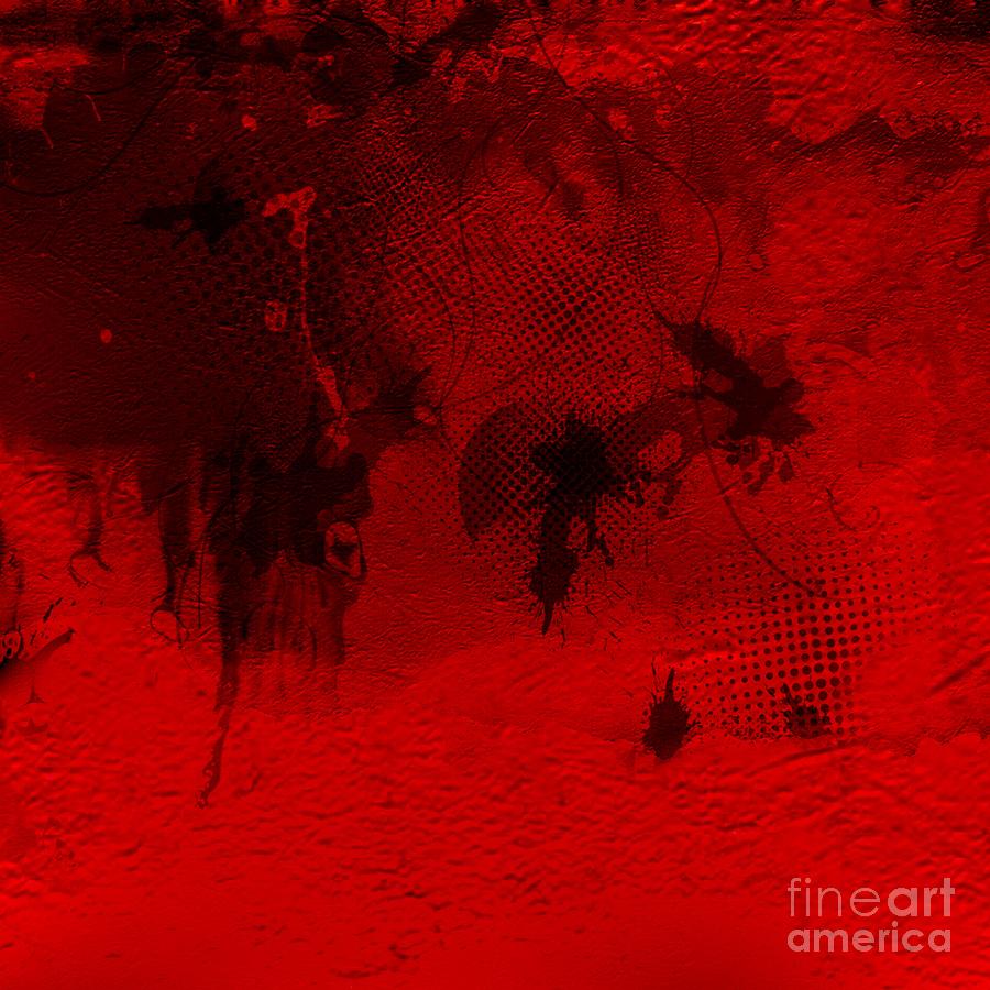 Modern Contemporary Red Black Texture Abstract Digital Art
