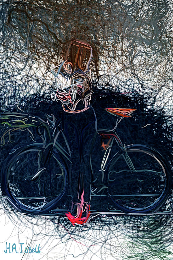 Modern female City Biker Digital Art by Humphrey Isselt