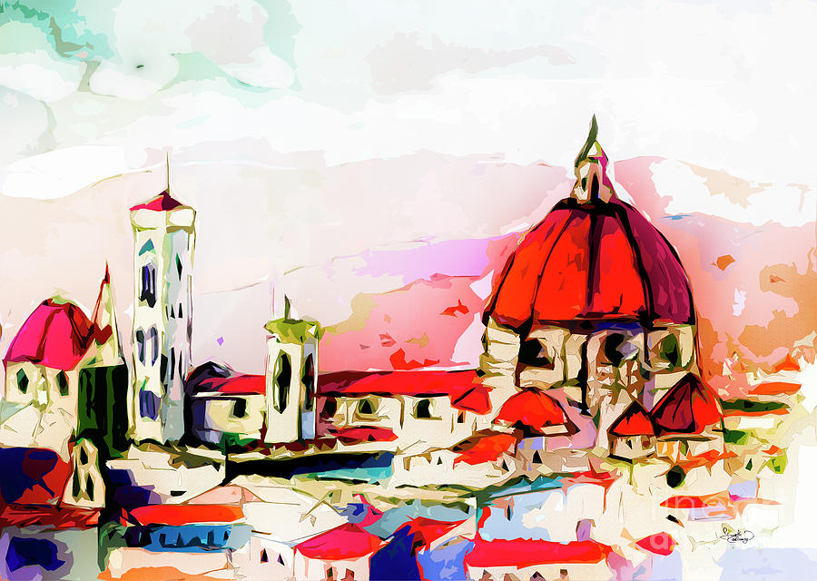 Modern Florence Mixed Media Art Painting by Ginette Callaway