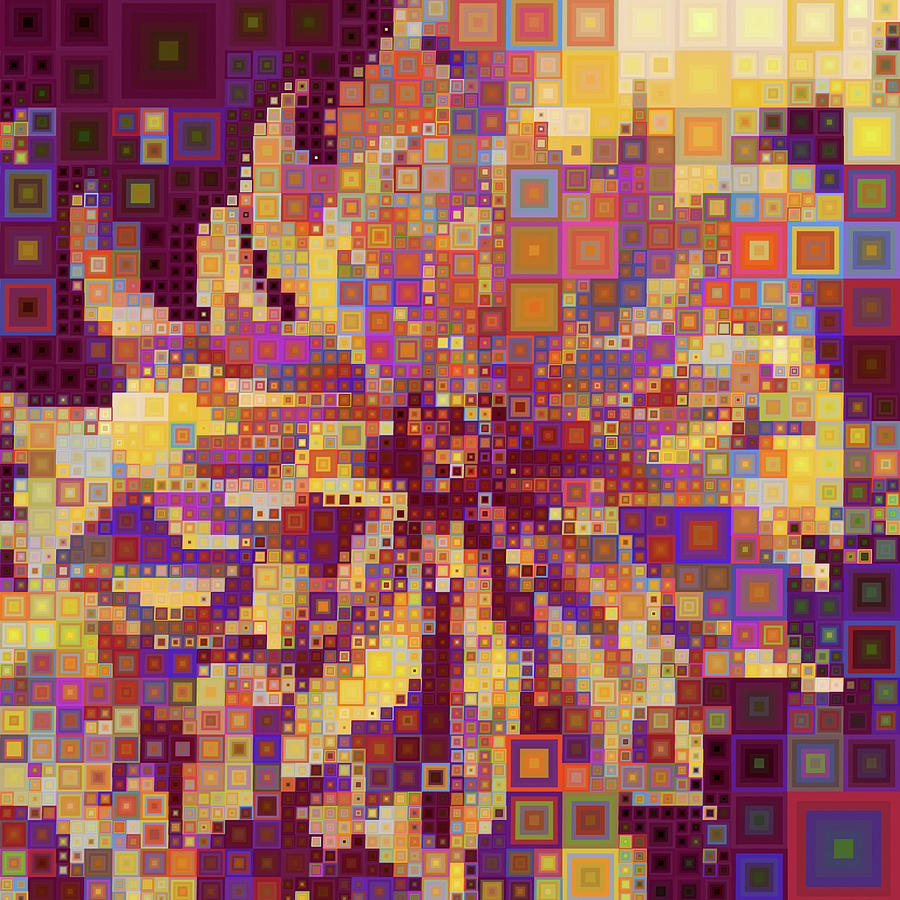 Yellow Abstract Digital Art - Modern Geometric Abstract Sunflower by Georgiana Romanovna