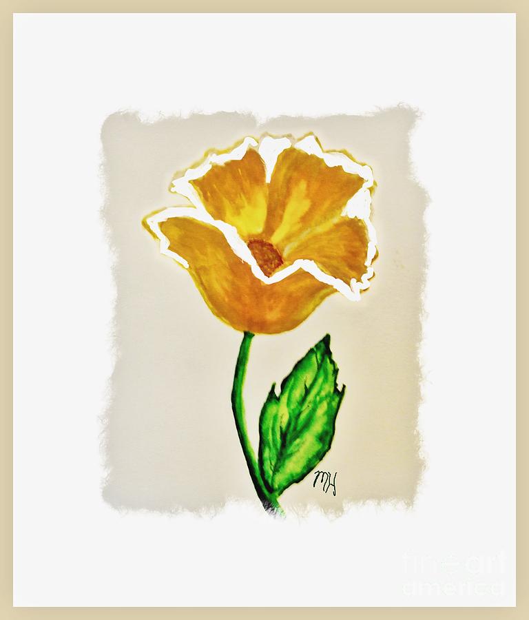 Modern Gold Flower Painting by Marsha Heiken