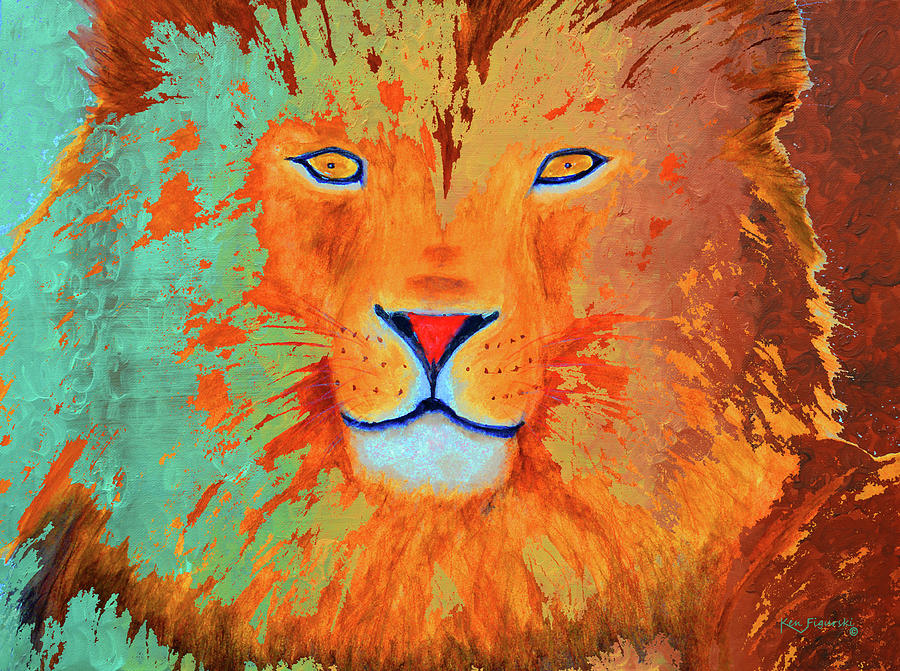 Modern Lion Painting Painting by Ken Figurski
