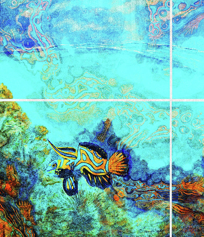 Modern Mandarin Goby Reef Art Mixed Media by Ken Figurski