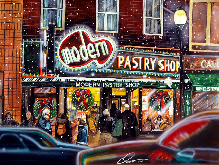 Modern Pastry Painting - Modern Pastry of Boston at Christmas by Dave Olsen