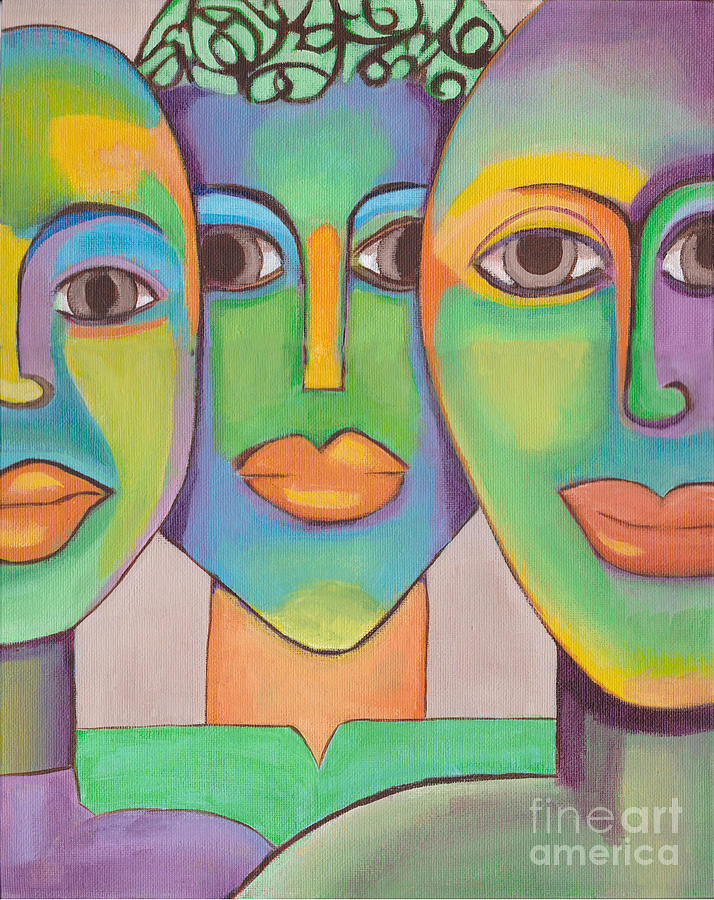 Abstract Painting - Modern Pop Art Faces by Patricia Cleasby