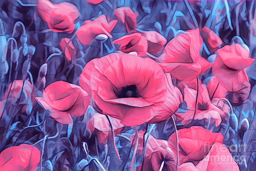Poppy Digital Art - Modern Poppies by Jutta Maria Pusl