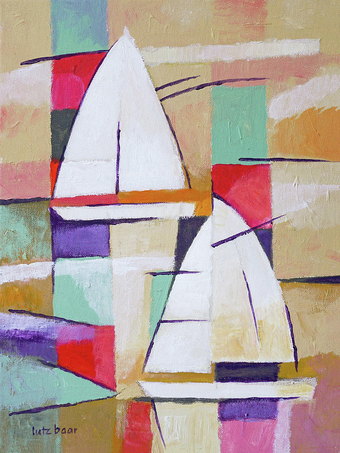 Modern Sailboats Painting Painting by Lutz Baar