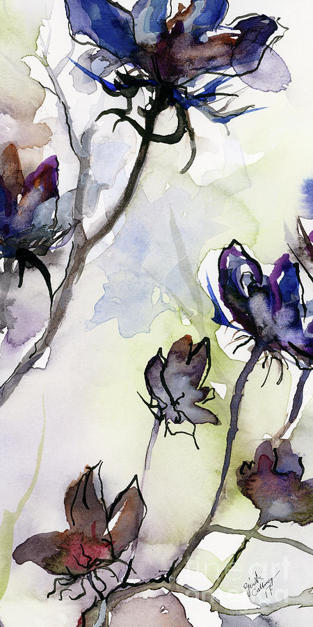 Modern Seeds Pods 2 Watercolor And Ink Painting by Ginette Callaway