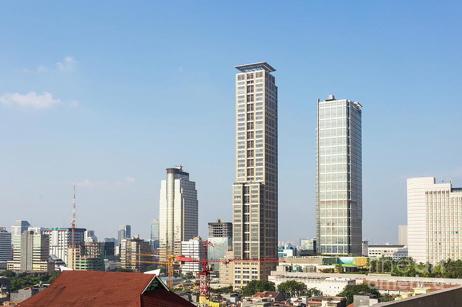 Modern skyscrapers in the heart of Jakarta business district Photograph by Didier Marti