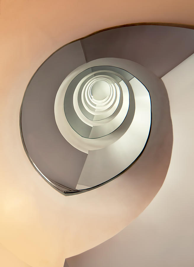 Up Movie Photograph - Modern spiral concrete staircase by Jaroslaw Blaminsky
