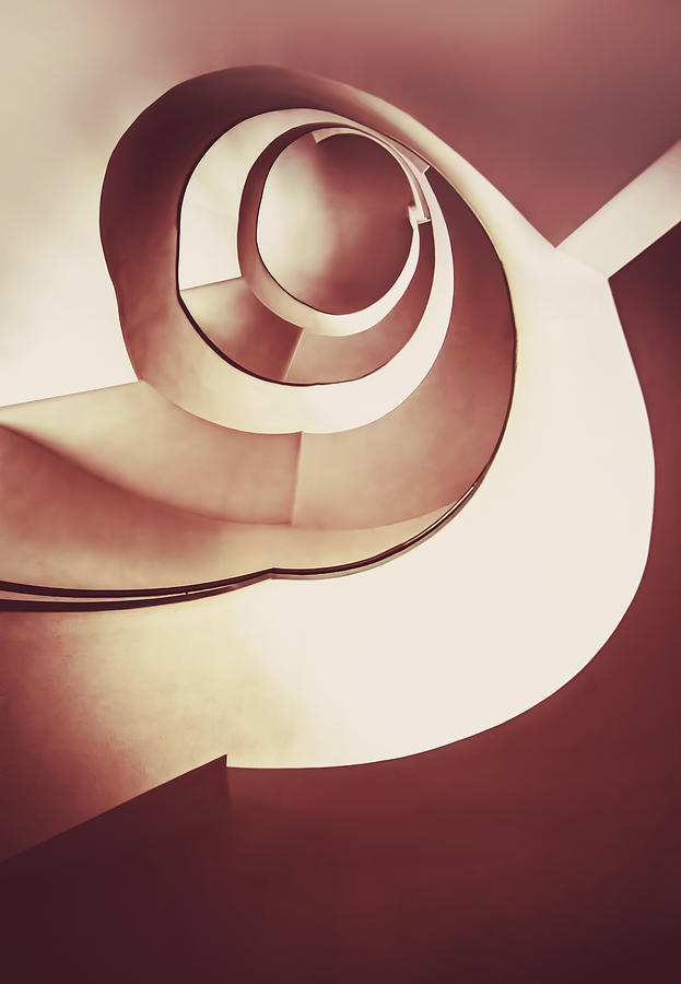 Up Movie Photograph - Modern spiral staircase by Jaroslaw Blaminsky