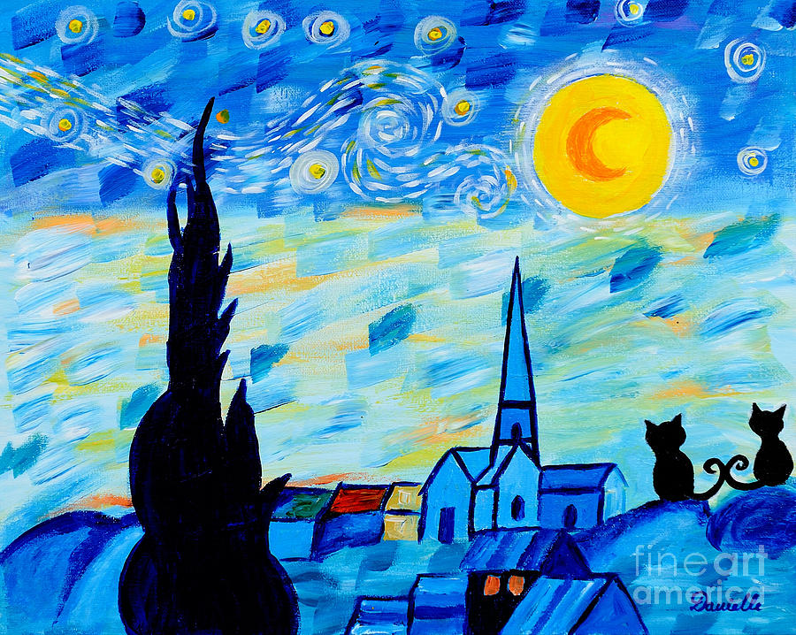 Impressionism Painting - Modern Starry Night by Art by Danielle
