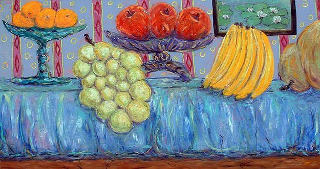 Modern Still Life with Disproportionate Fruit Painting by Banning Lary