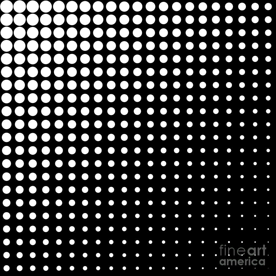 Modern techno shrinking polka dots black and white by Heidi De Leeuw