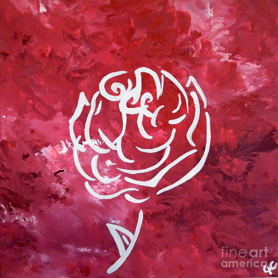 Modern White Rose Painting by Jilian Cramb - AMothersFineArt