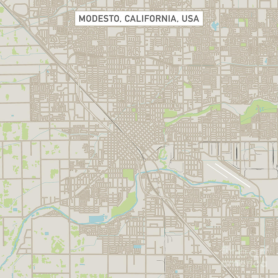 Modesto California Us City Street Map Frank Ramspott 