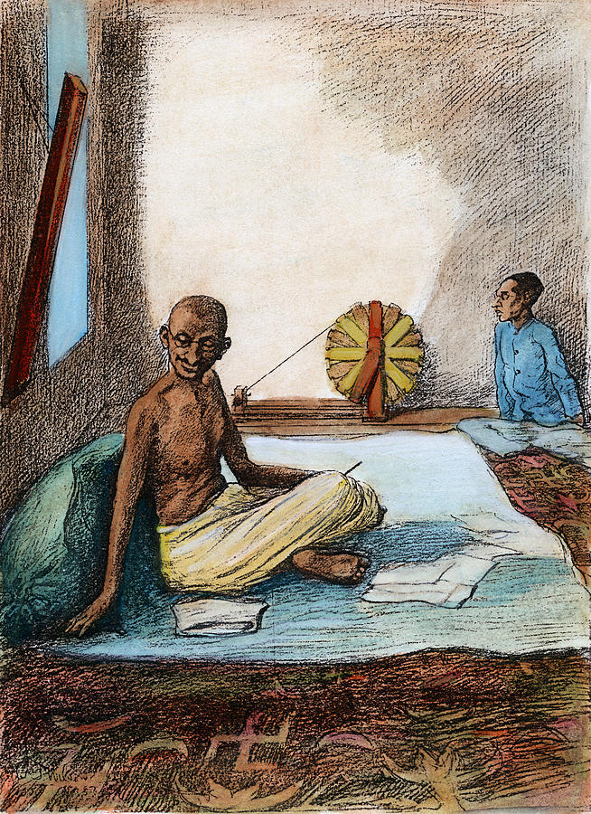 Portrait Drawing - Mohandas Gandhi, 1869-1948 by Granger