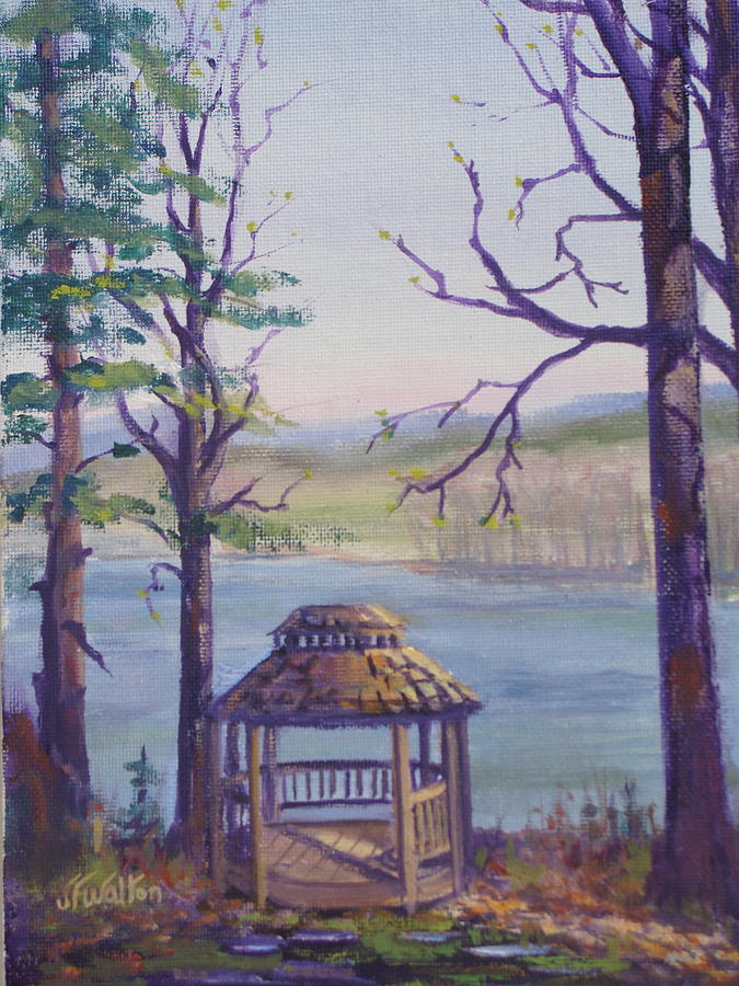 Mohican Spring Gazebo Painting by Judy Fischer Walton