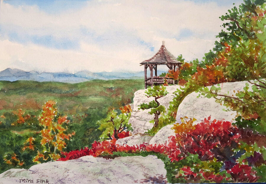 Mountain Painting - Mohonk Fall Summer House by Mira Fink