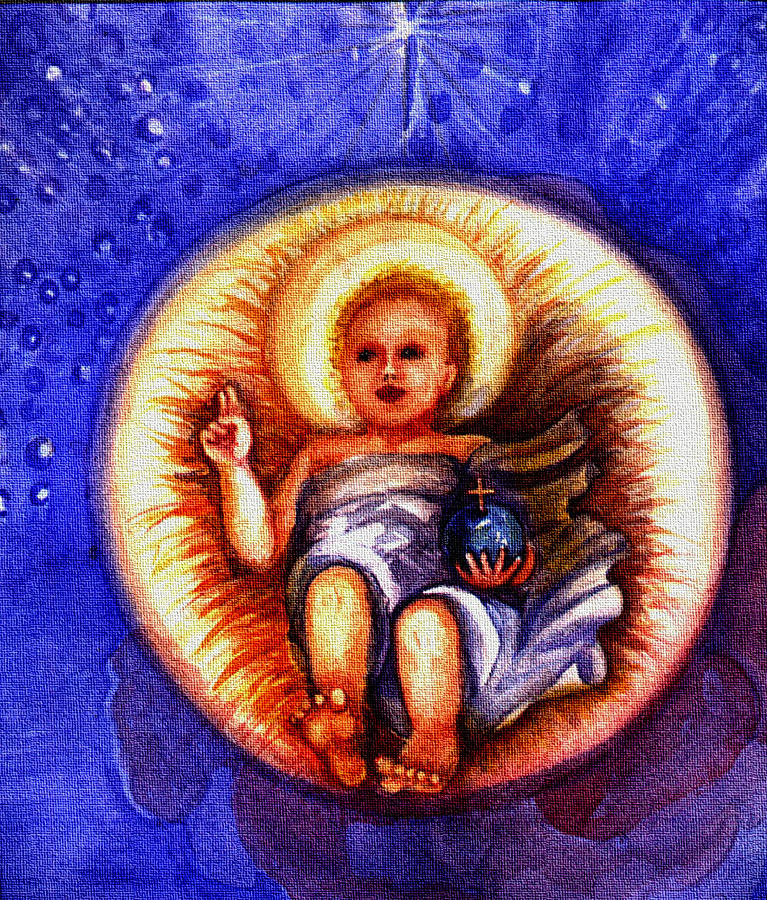 Infant Jesus Painting - Moja Perelko - Infant Jesus and Pearl by Elle Smith Fagan