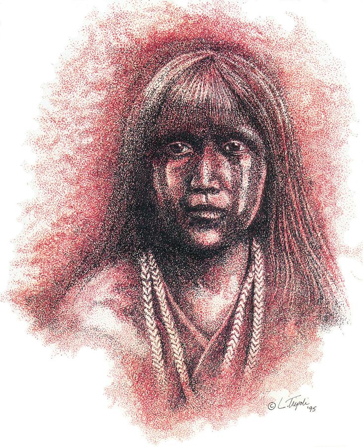 Portrait Drawing - Mojave Girl by Lawrence Tripoli