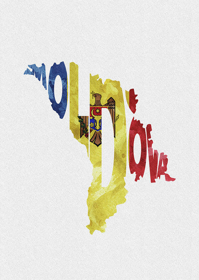 Moldova Typographic Map Flag Digital Art by Inspirowl Design
