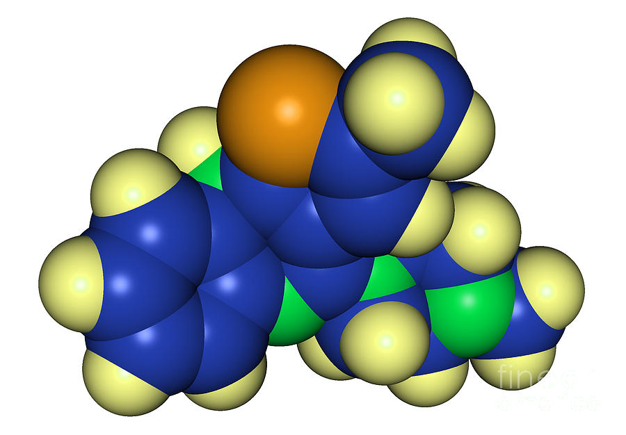 Molecular Model Of Olanzapine Photograph by Scimat
