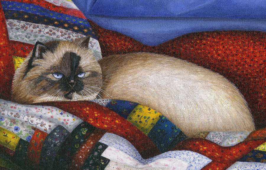 Himalayan Cat Painting - Molly - A Rescue Cat - Close Up by Carol Wilson