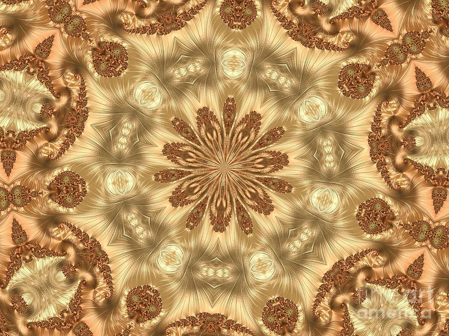 Molten Gold Fractal Mandala Kaleidoscope Abstract 2 Digital Art by Rose Santuci-Sofranko