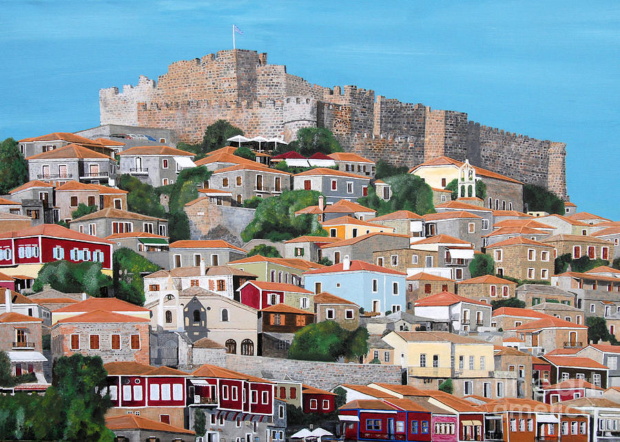 Castle Painting - Molyvos Lesvos Greece by Eric Kempson