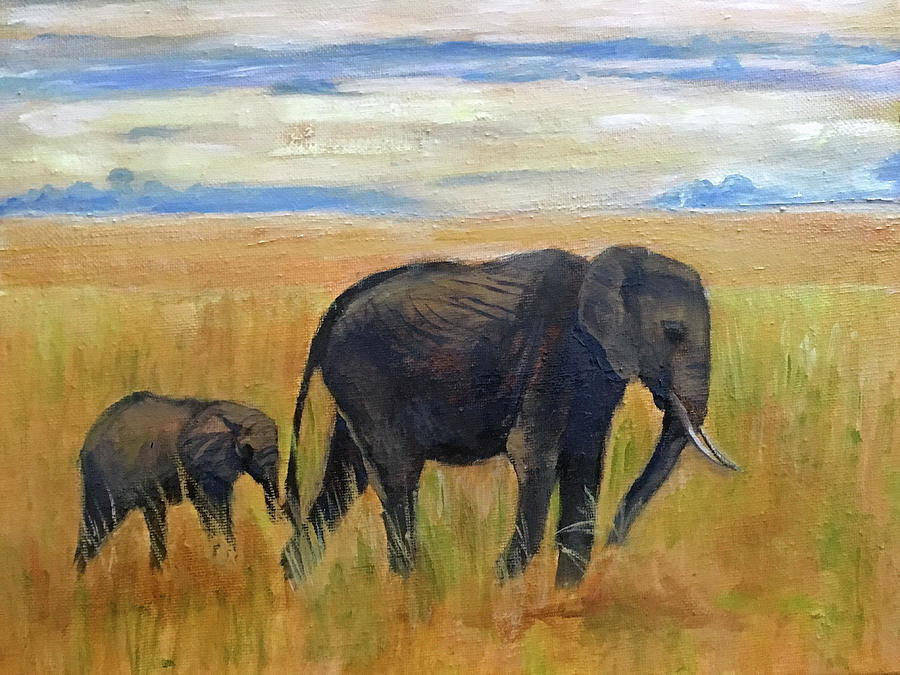 Kenya Painting - Mom and Me by Lynne Atwood Kenya Painting - Mom and Me by Lynne Atwood