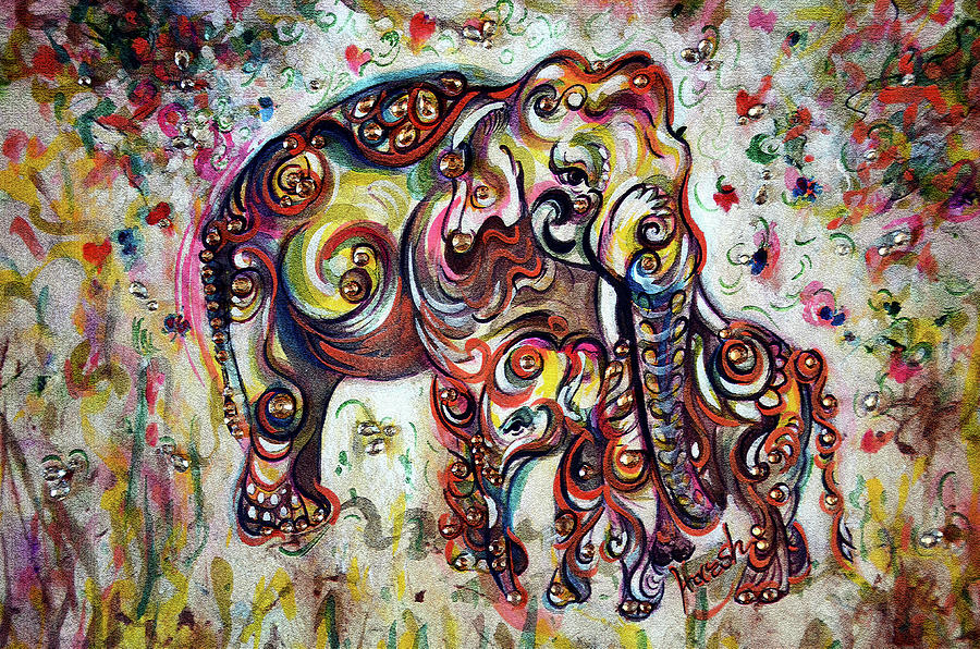 Mom Elephant - Love - Harsh Malik Painting by Harsh Malik