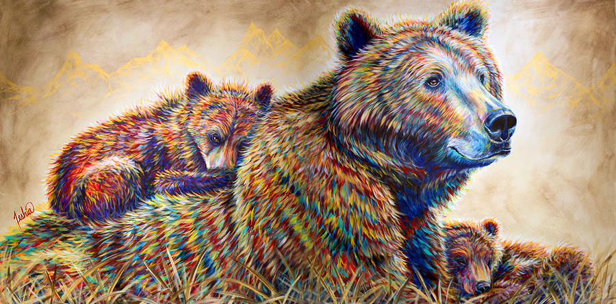 Bear Painting - Home Sweet Home by Teshia Art