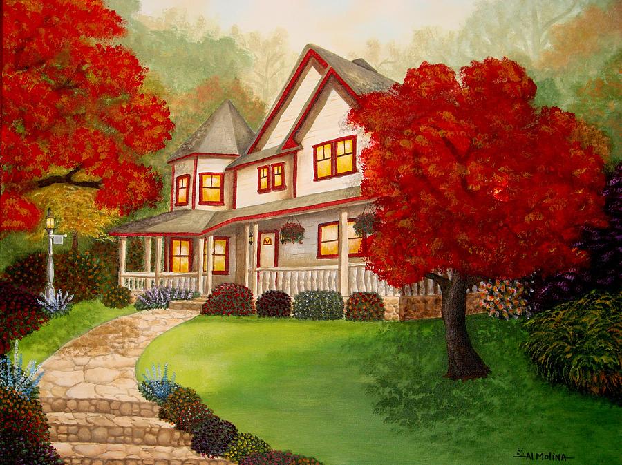 Tree Painting - Moms Dream Home by Al  Molina