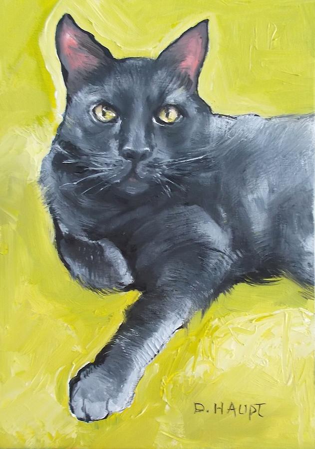 Mon Chat Noir Painting By Donna Haupt