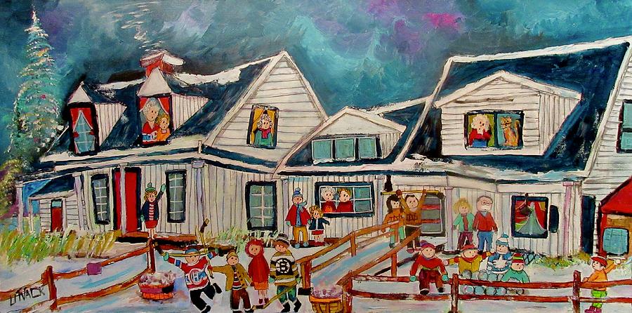 Mon Village Hudson Winter  Painting by Michael Litvack