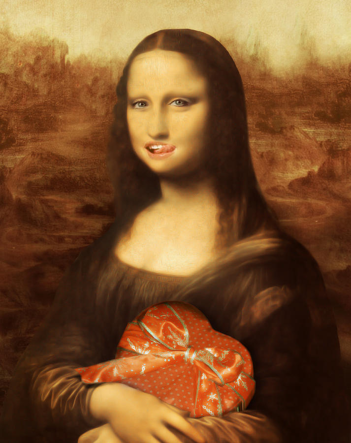 Valentines Day Painting - Mona Lisa Likes Valentine Candy by Gravityx9 Designs