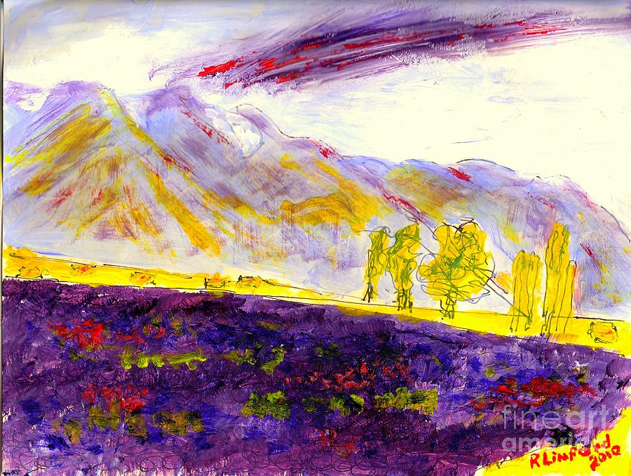 Mona Utah Lavender Field Painting by Richard W Linford