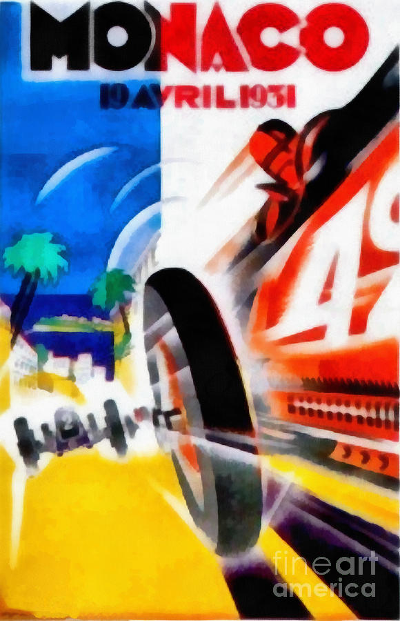 Vintage Painting - Monaco 1931 Car Race Poster by Edward Fielding