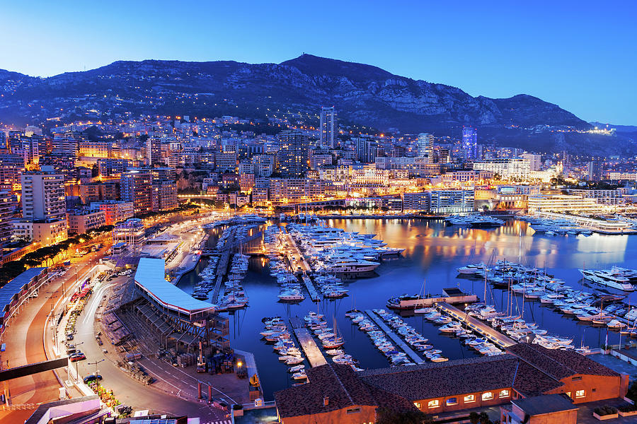 Monaco at Blue Hour Evening Photograph by Artur Bogacki