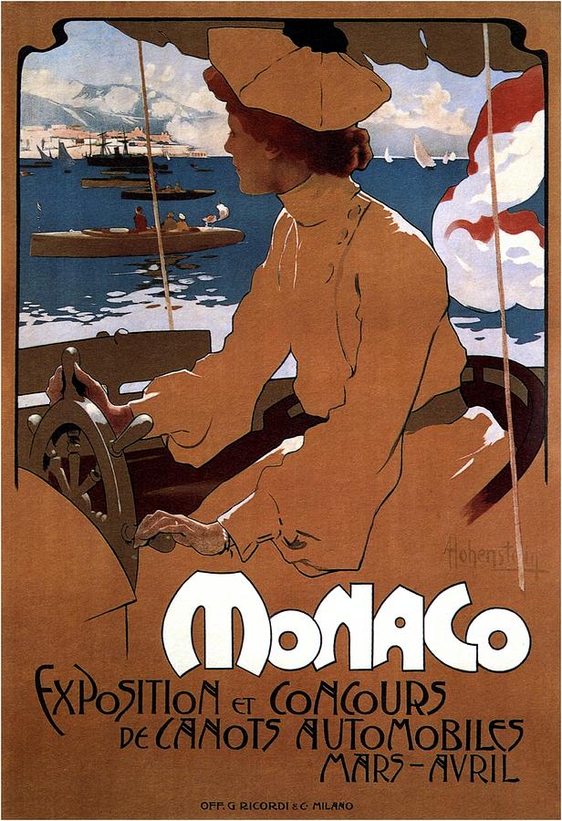 Monaco - Exposition Et Concours - Automobiles - Retro travel Poster - Vintage Poster Mixed Media by Studio Grafiikka