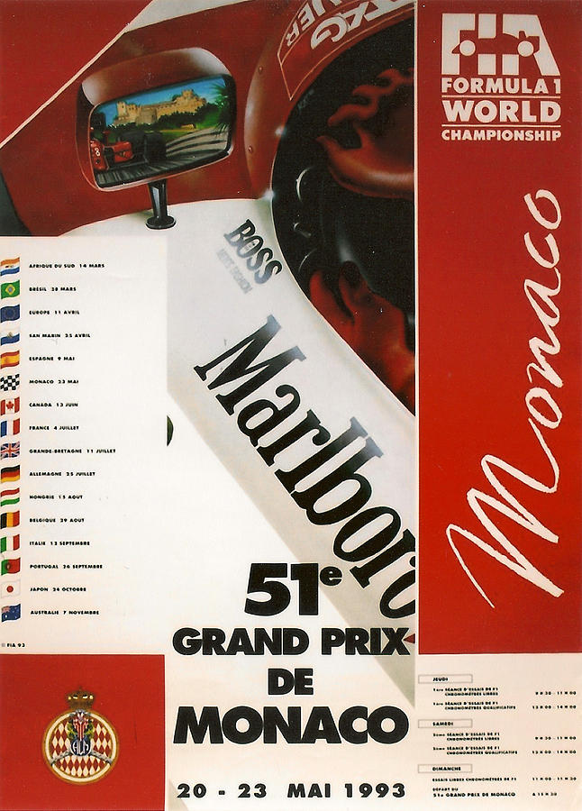 Vintage Digital Art - Monaco F1 1993 by Georgia Clare