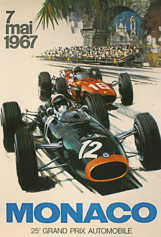 Vintage Digital Art - Monaco Grand Prix 1967 by Georgia Clare